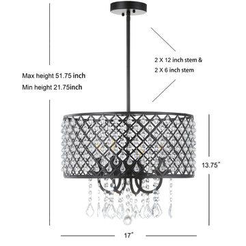 Gigi Metal/Crystal Adjustable LED Drop Chandelier - JONATHAN Y